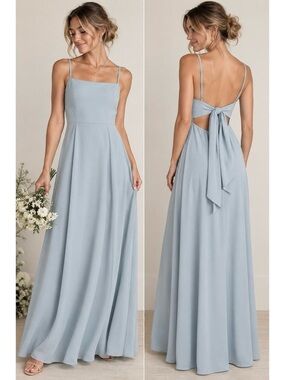 Show Me Your MuMu Pale Blue Lauren Tie Maxi Dress, Sz L